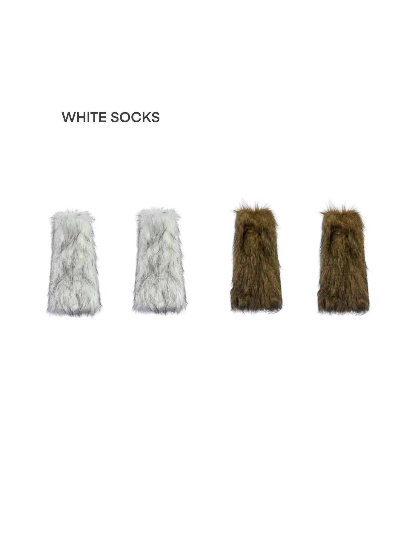White Socks - Winter Shag - High and Short Faux-Fur Leg Warmers