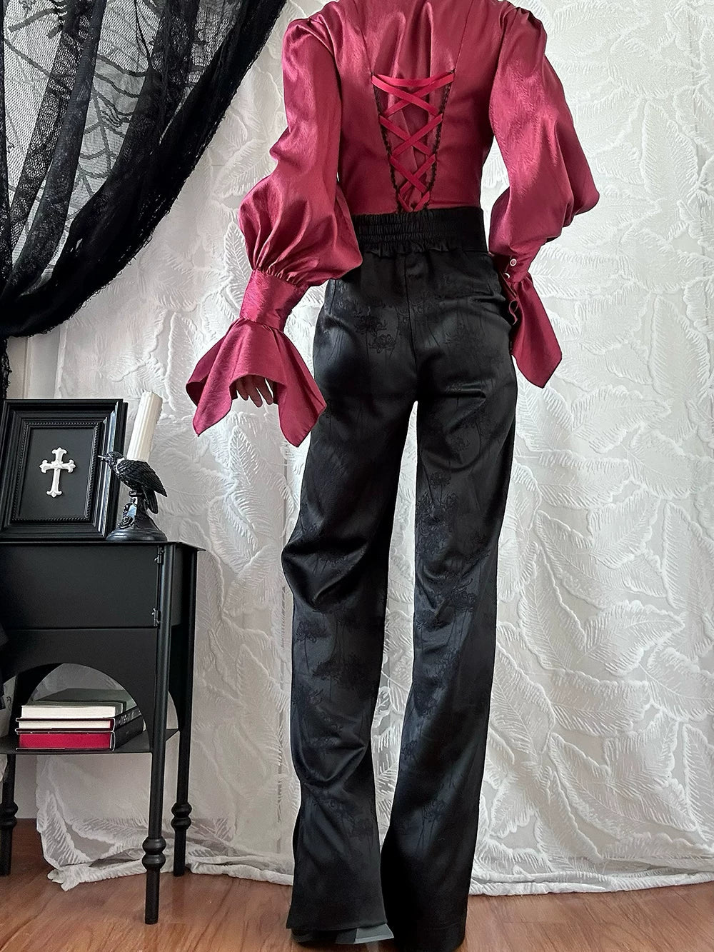 Miss Point - Moonnight Return - Stand Collar Ouji Lolita Shirt, Irregular Cuffs