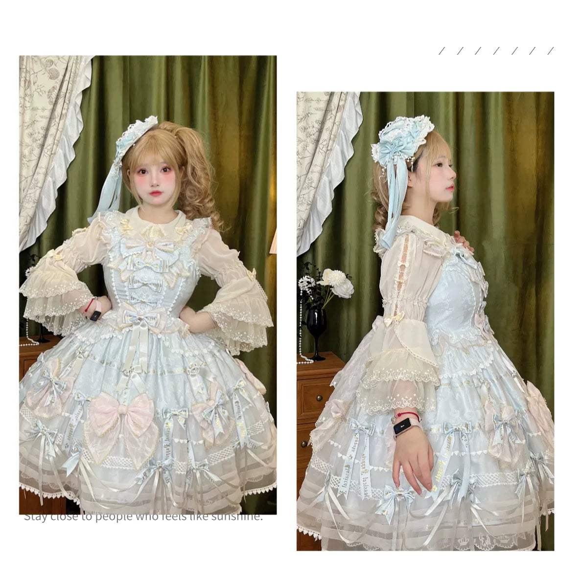 Star Fantasy - Strawberry Cake Hime Sleeve - Lace-Trimmed Chiffon Blouse