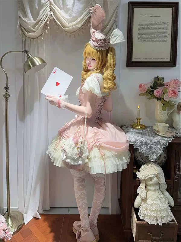 Creamy - Pink Bunny - JSK Dress Set with Inner Top