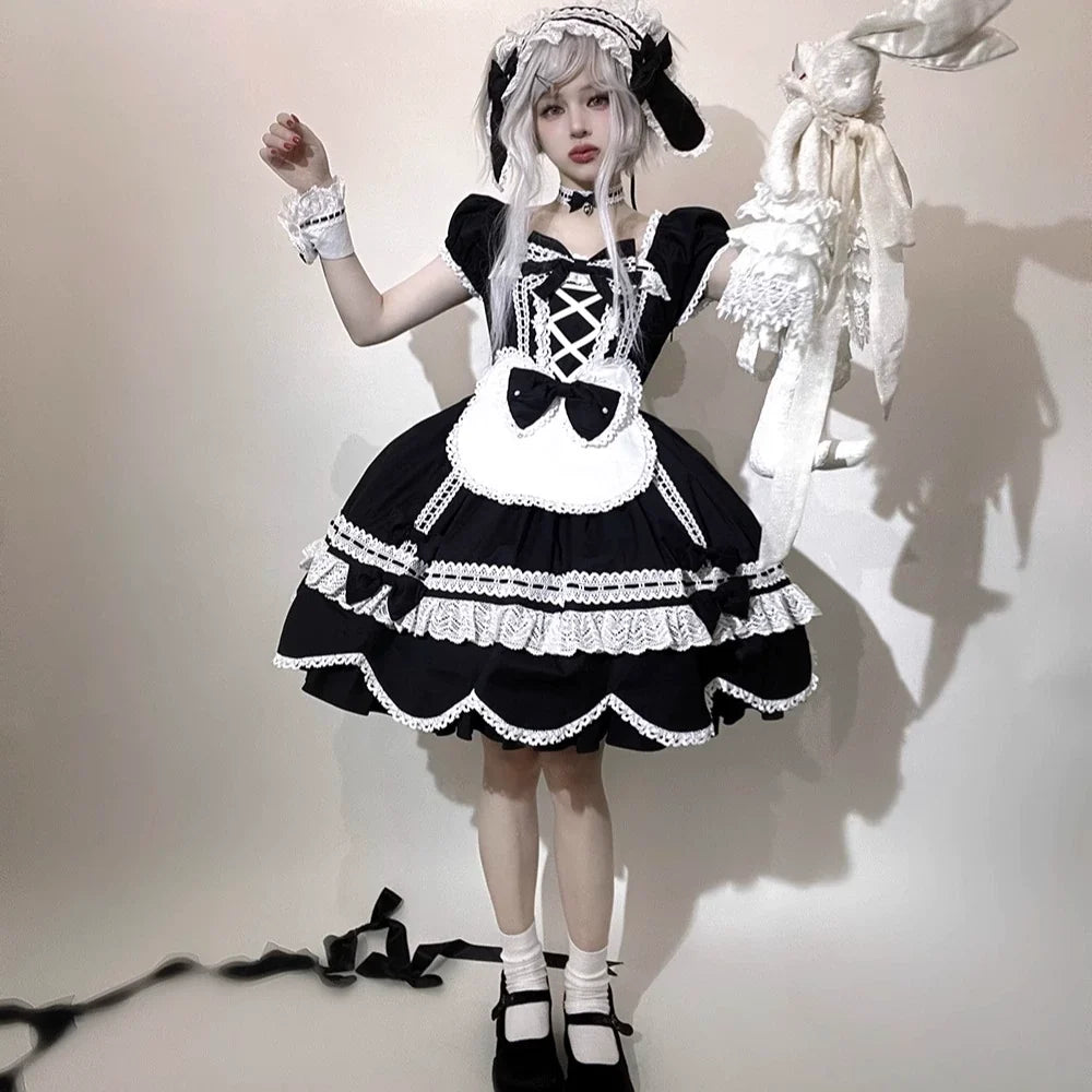 Miss Point - Vintage Petal Rabbit - Old School Lolita Headdress Suit With Bunny Ear