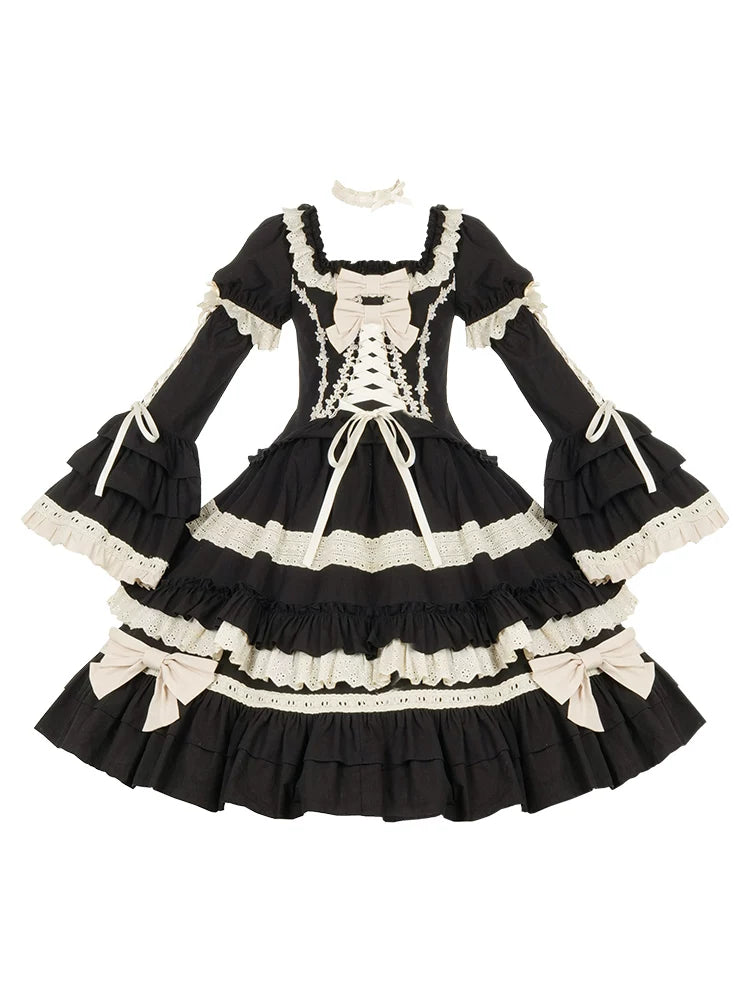 With PUJI - Chapter Seven - Spring Cotton Lolita OP Dress Doll-Like Dress detail view 5