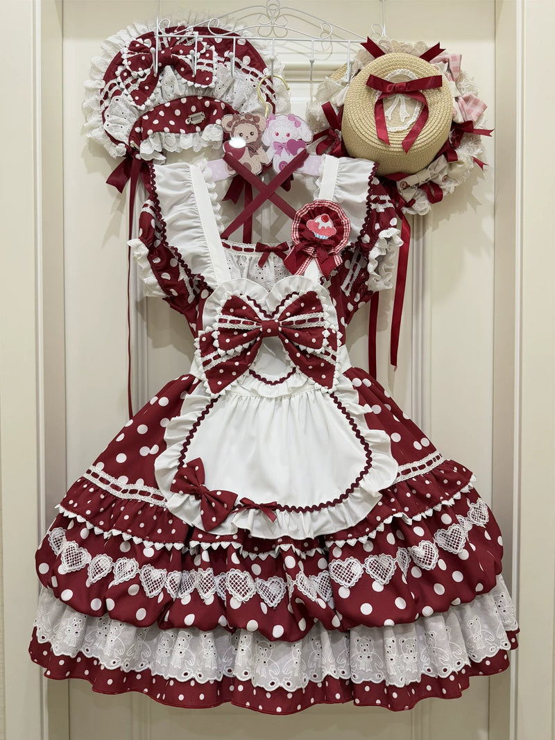 Hanguliang Berry Bobo Polka-Dot OP Dress