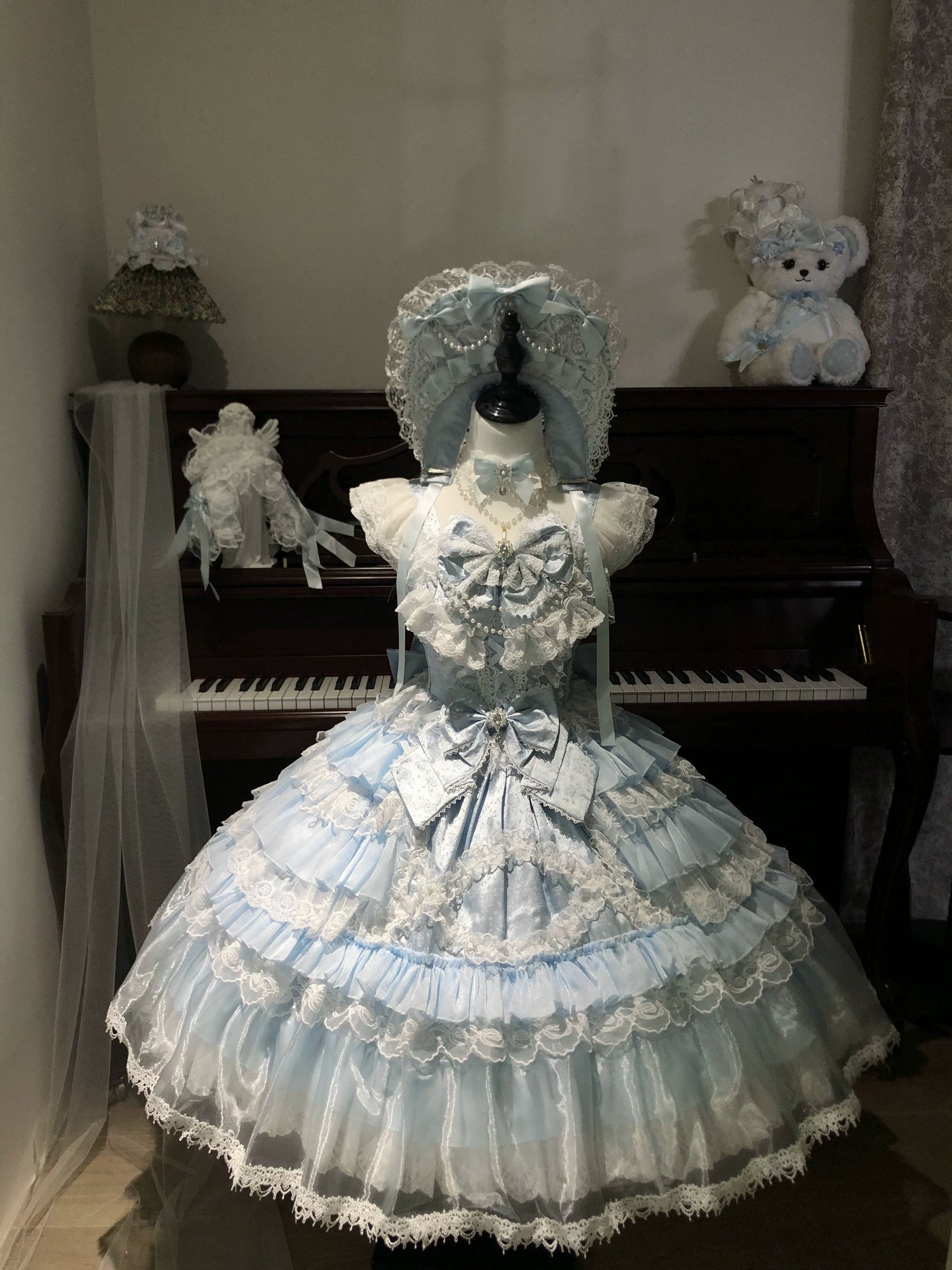 Miaolin Original - Rose Oath - Sweet bridal Lolita JSK with tiered