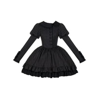 With PUJI - Silence Tonight - Classic Lolita OP Dress, Ruffle Trim - Playful ruffle short OP In stock / S