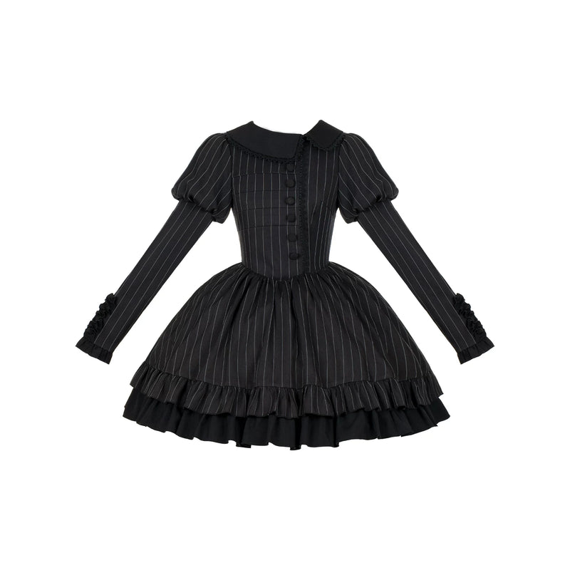 With PUJI - Silence Tonight - Classic Lolita OP Dress, Ruffle Trim detail view 10