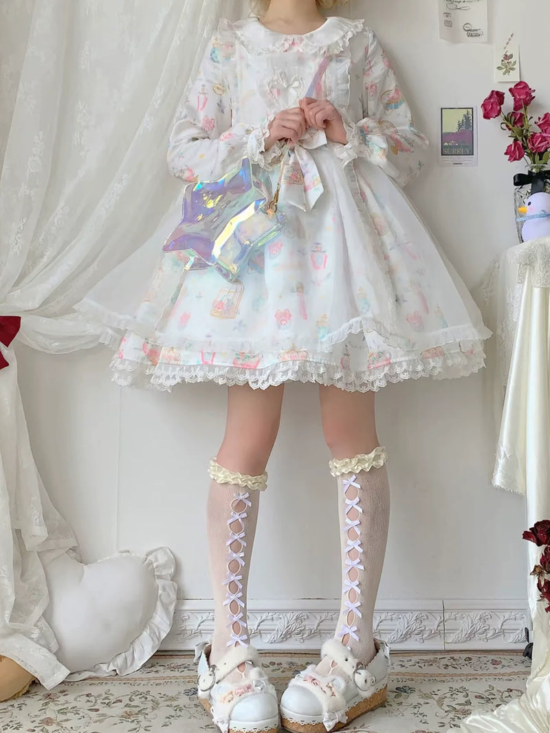 Yueele - Apricot Winter Ribbon - Plus-Size Sweet Lolita OP Dress - detail view 7