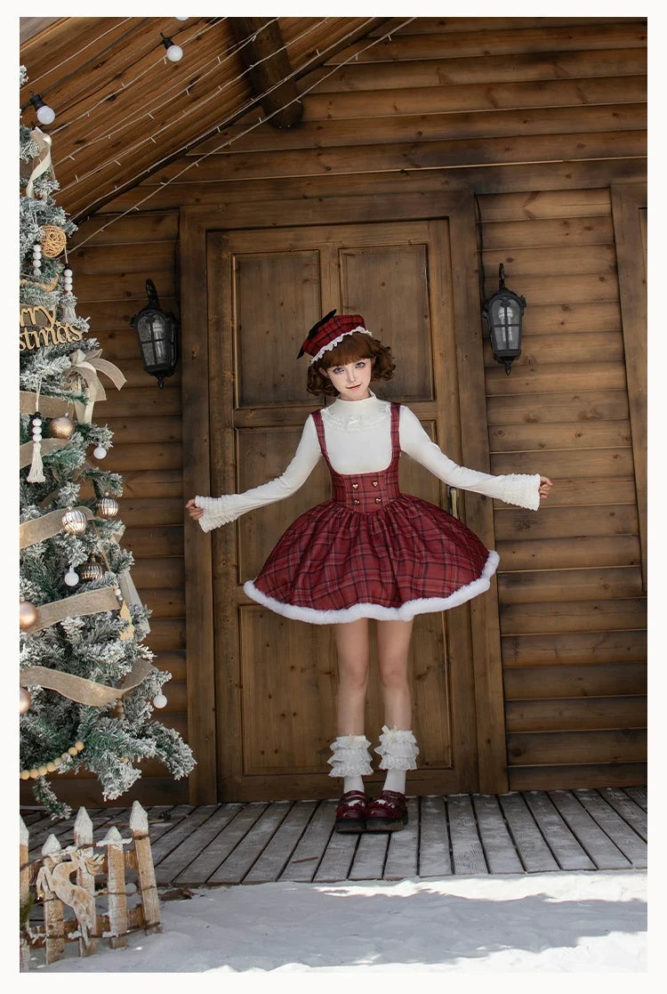 With PUJI - Wish Date - Twins Lolita Fishbone Bust-supporting JSK Winter Scarf-Cape