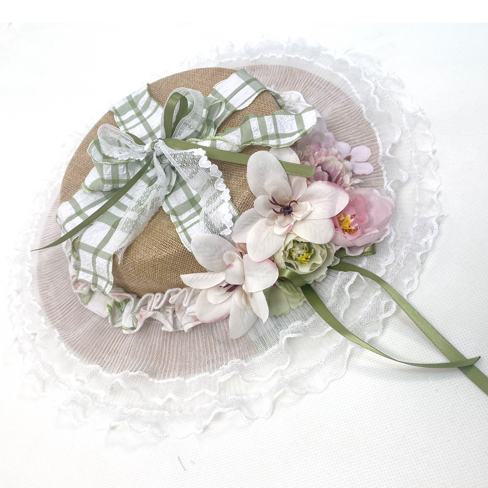 rosedecheese white-background printed long skirt with green bows and lace