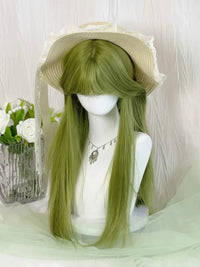 Kunkun Fish - Matcha - green long straight cosplay wig - Matcha green + wig net