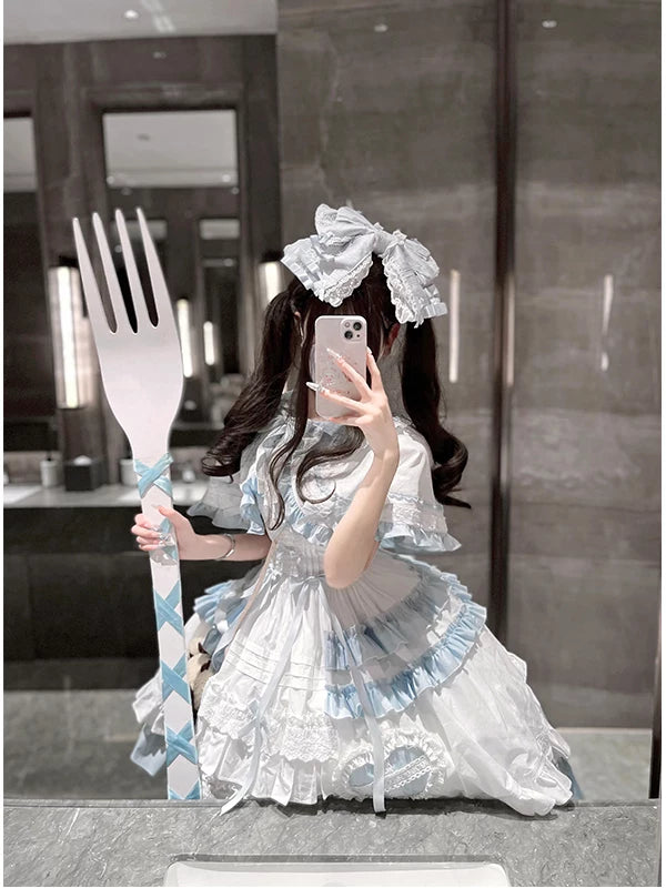 Creamy - Heart Cape - Blue and White JSK Set with Heart Cape