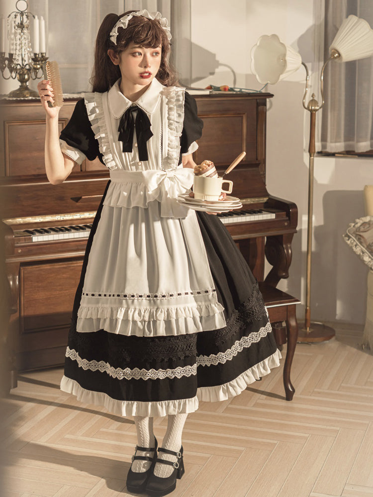 Your Princess - Maid Lolita Puff Sleeve Black Dress - OP Dress