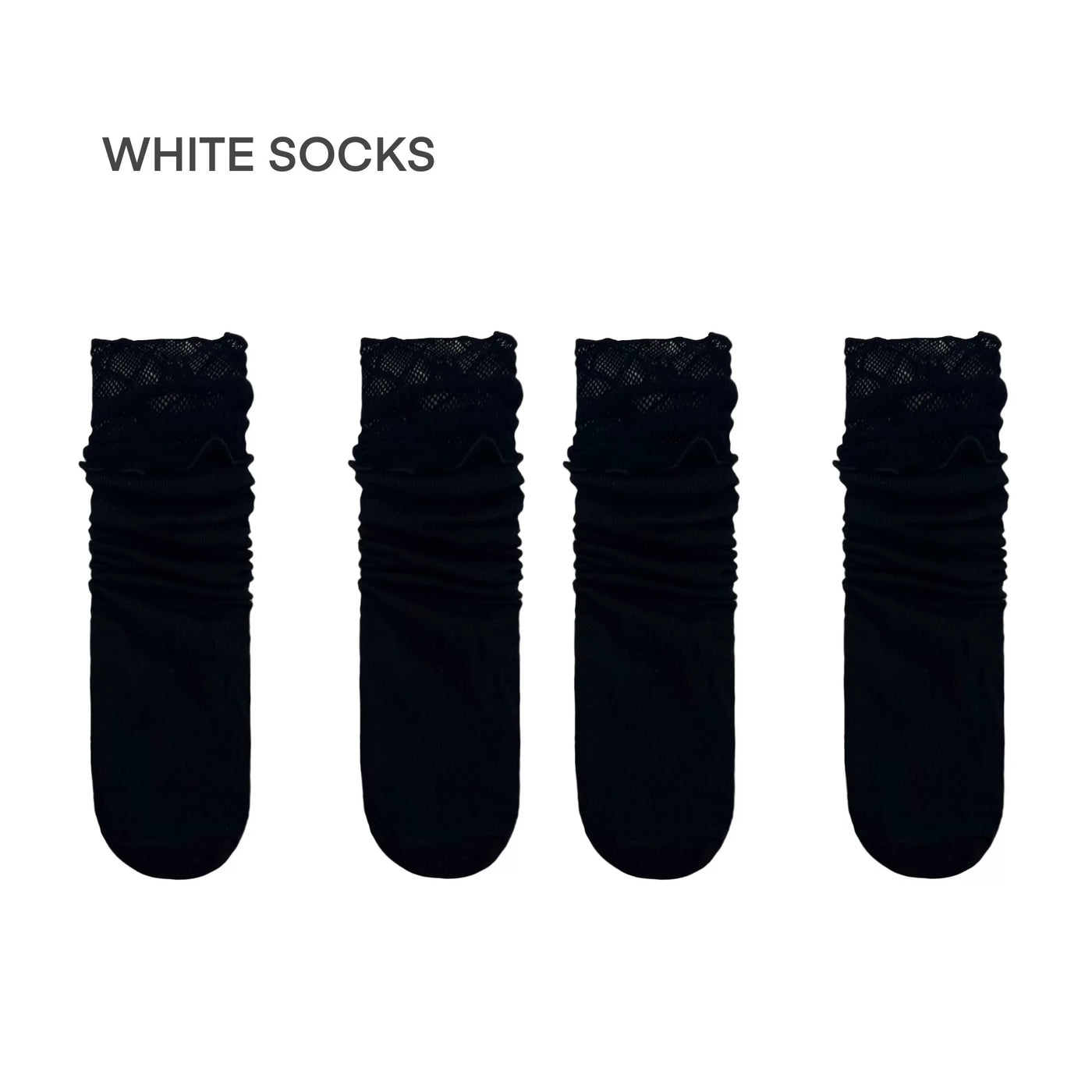 White Socks - Ballet Lace Mesh - Mid-Calf Socks with Lace Mesh Panels