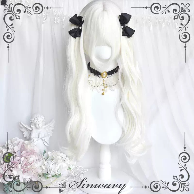 Sinwavy - White Gothic Lolita Wig - Roman Curls & Long Wavy Wig