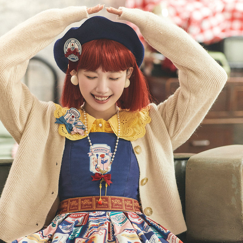 Miss Point - Strawberry Rose - Vintage American Casual Lolita Jumper Dress