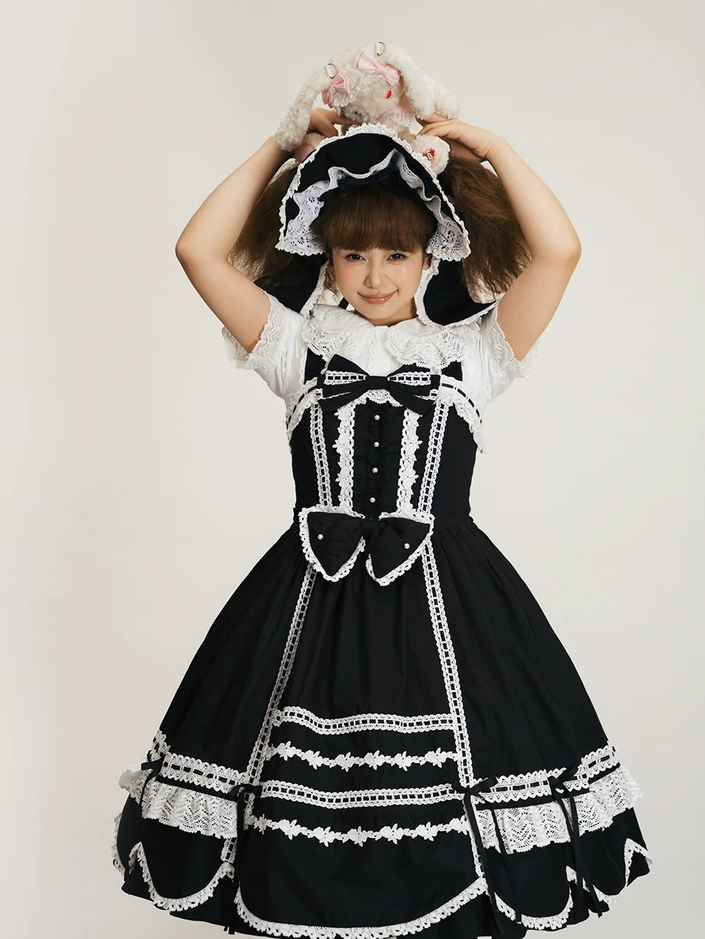 Miss Point - Vintage Petal Rabbit - Cotton Old School Lolita JSK Dress, Petal-Shaped Hem