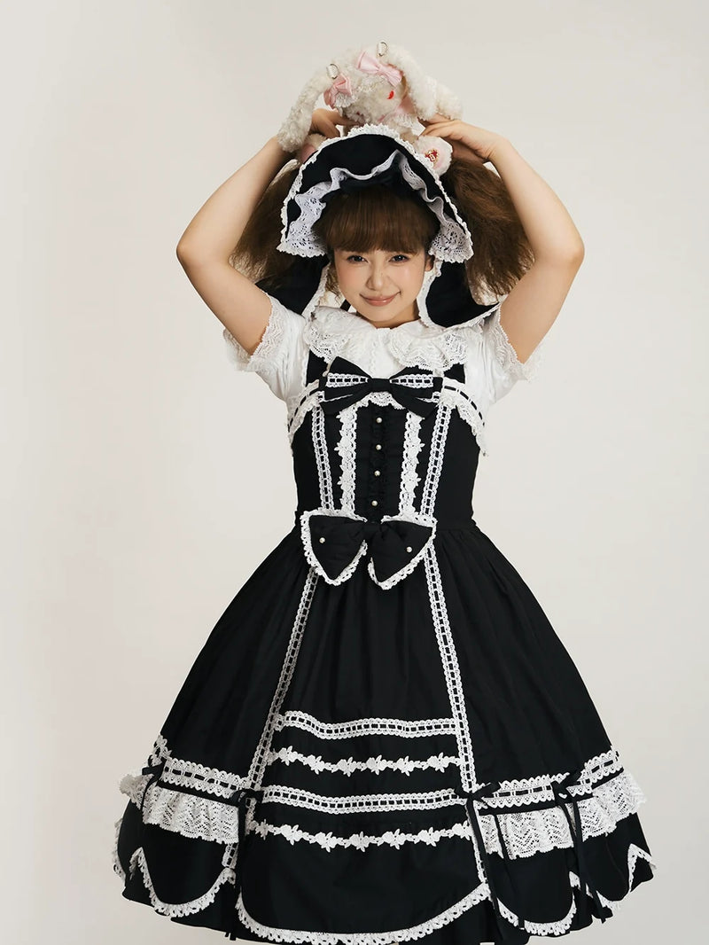 Miss Point - Vintage Petal Rabbit - Cotton Old School Lolita JSK Dress, Petal-Shaped Hem