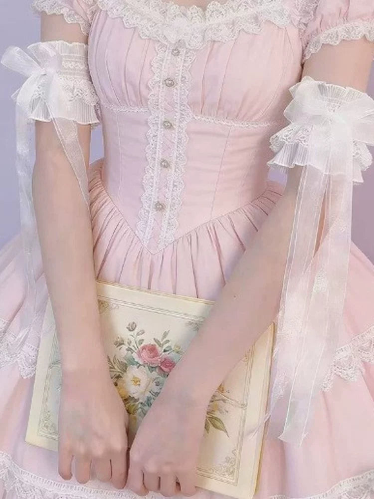 Fantasy Doll - Floating Ribbon - Arm Sleeves with three-tier lace trim