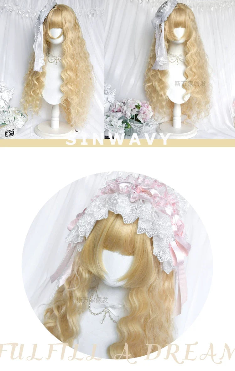 Sinwavy - Doll-like Lolita Long Curly Wig - Comic Sideburns Wig