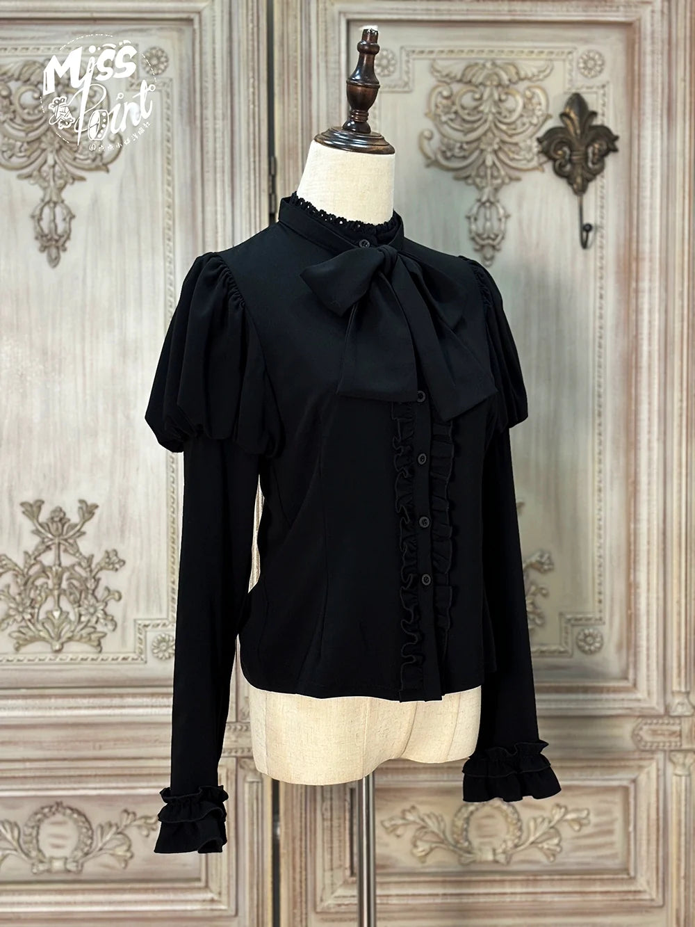 Classical Chocolate - Classic Lolita Blouse Customized Reteo Lolita Shirt Black blouse only XS