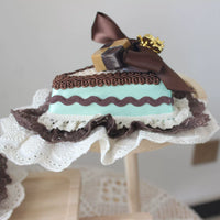 Deer Girl Handmade - Mint Chocolate Cake - Headwear with Cake and Bear-Ear Options - Triangular cake mini top hat