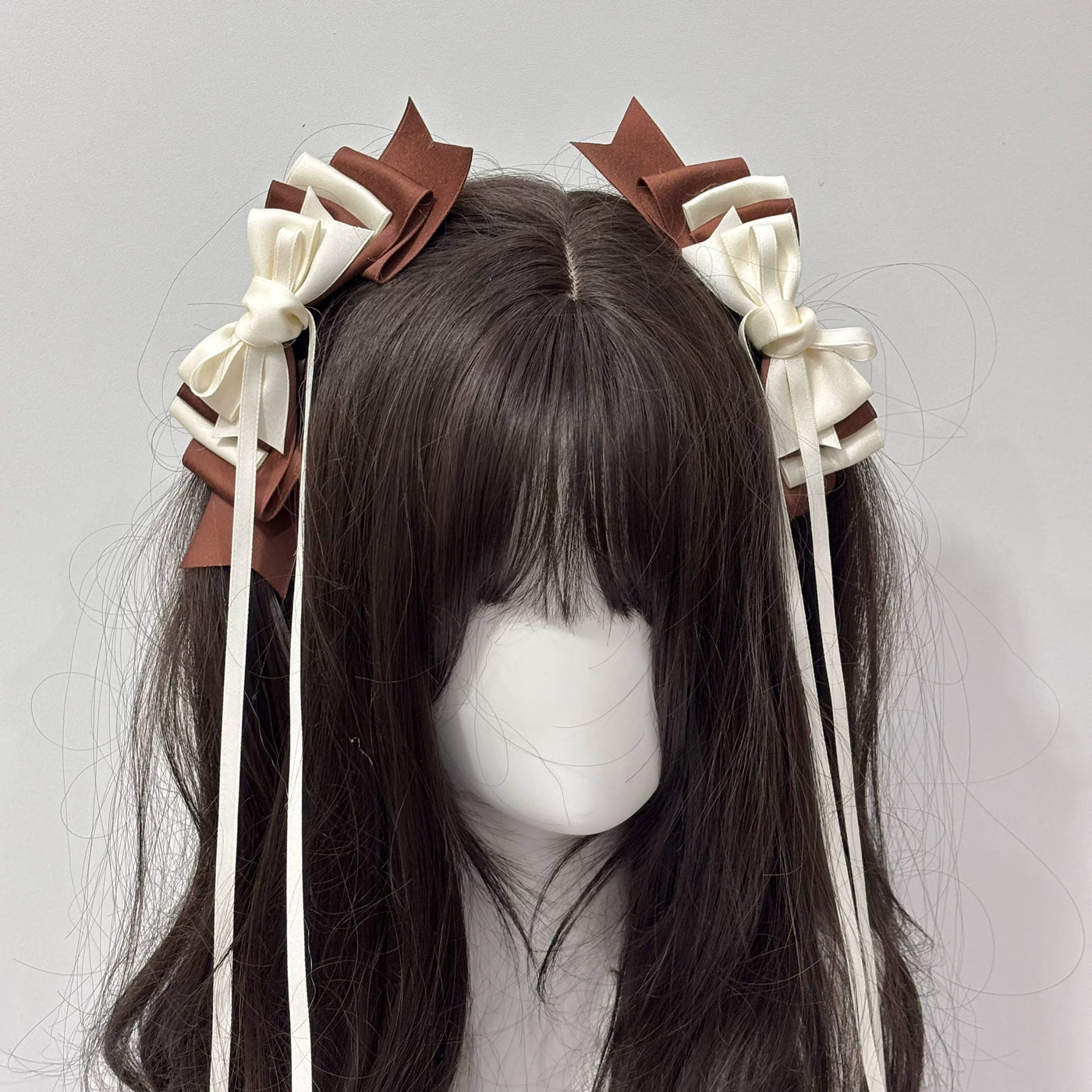 Cat Tart - Winter Sonata - Layered Bow Side Hair Clip with Trailing Ribbons