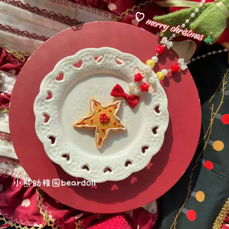 Bear doll Christmas Beaded Bow Lolita Necklace — additional product view