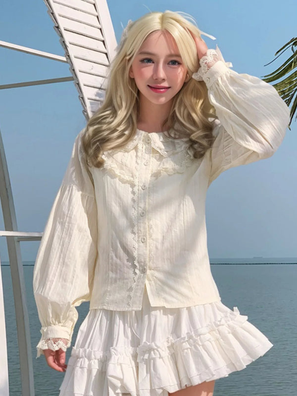 Yueele - Cloud Puff - Plus-Size Lolita Blouse - front view