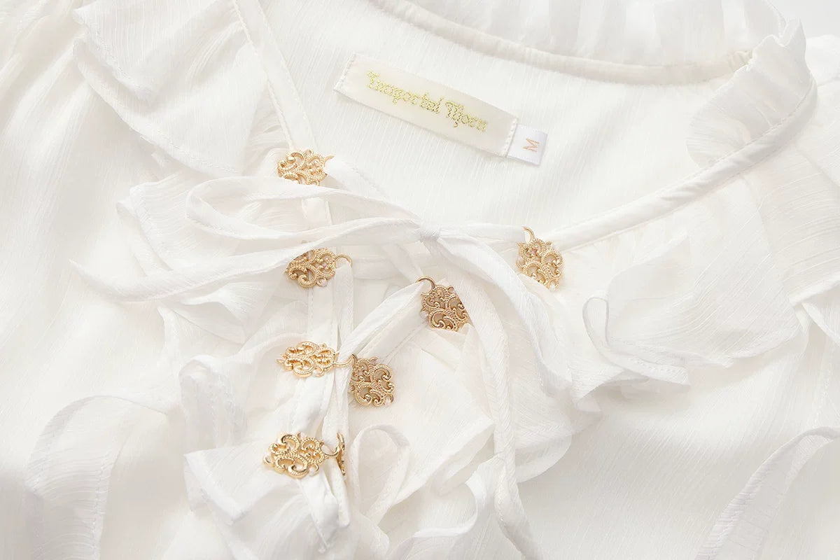 Immortal Thorn - Eternal Treasure Voyage - Ouji Lolita Chiffon Blouse with Ruffles