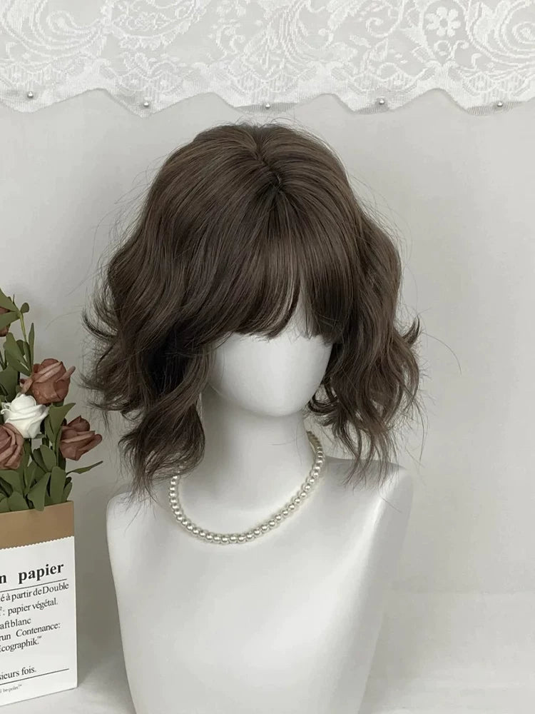 Cool brown short wool-curl wig - view 5