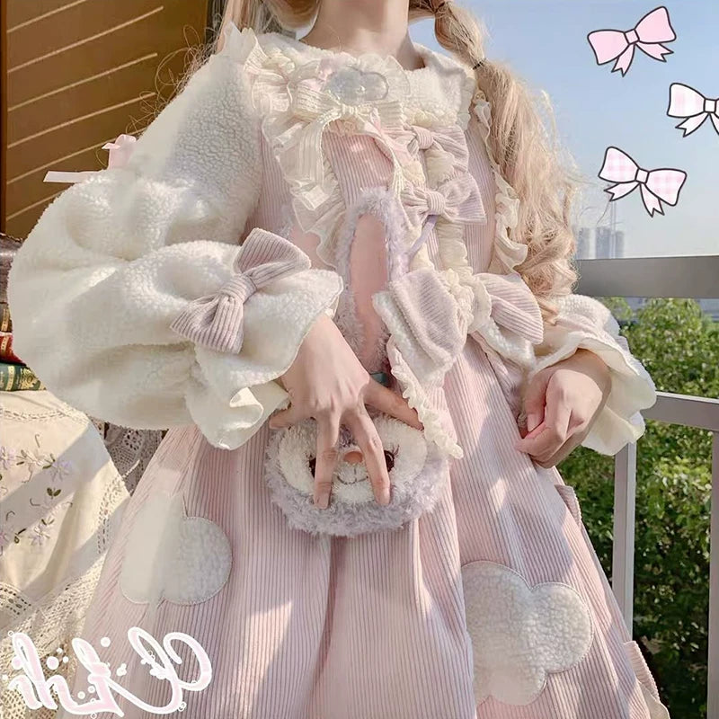 Yueele - Cloudbreak Winter - Plus-Size Sweet Lolita OP Dress - detail view 7