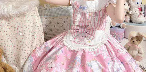 Sweetheart Dream Machine - Toy Room Print - Sleeveless OP Dress with Teddy-Bear Motifs
