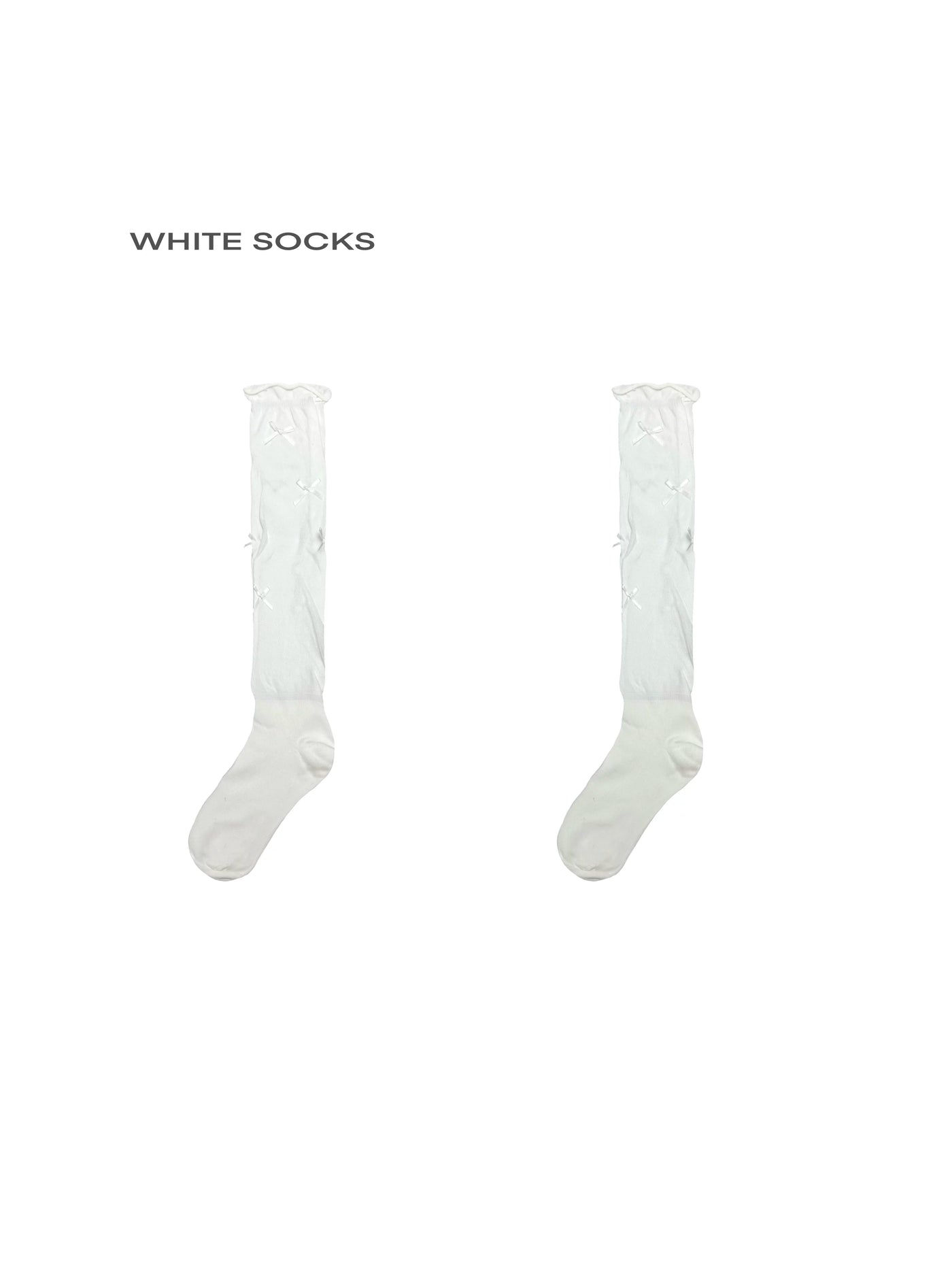 White Socks - Ballet-Inspired Bow - Lightweight Mid-Calf Slouch Socks with Bow Details