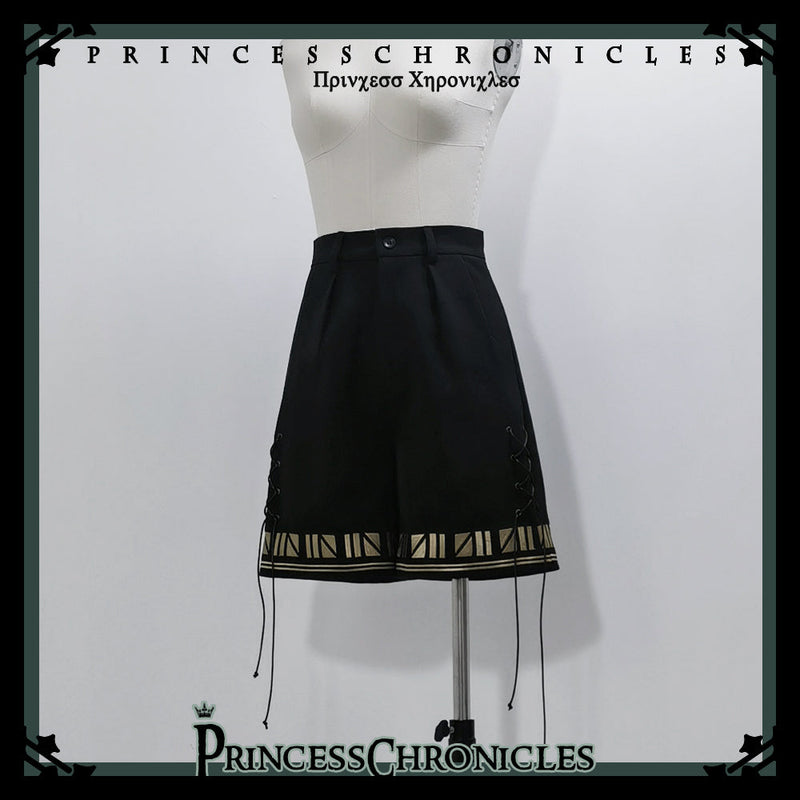 Princess Chronicles - Black Cat - Ouji Lolita Shorts with Embroidered Straight Leg
