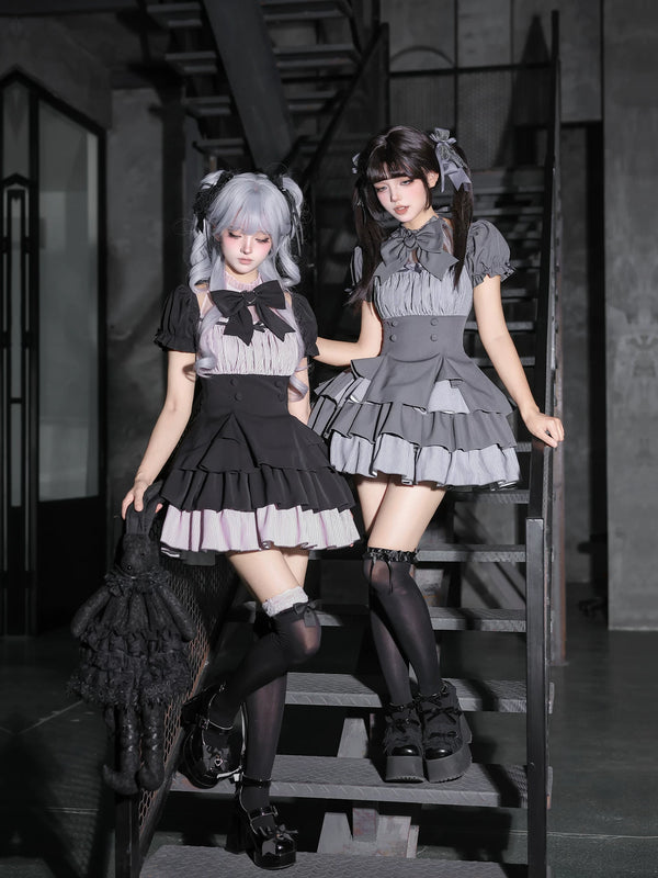 With PUJI - Small Firefly - Sweet Lolita OP Dress, Ruffle Trim & Square Neckline product view