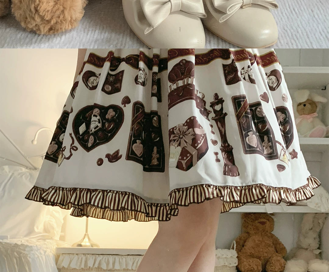 roji roji - Afternoon Cocoa - Cotton Mid-Calf Socks with Chocolate Graphics