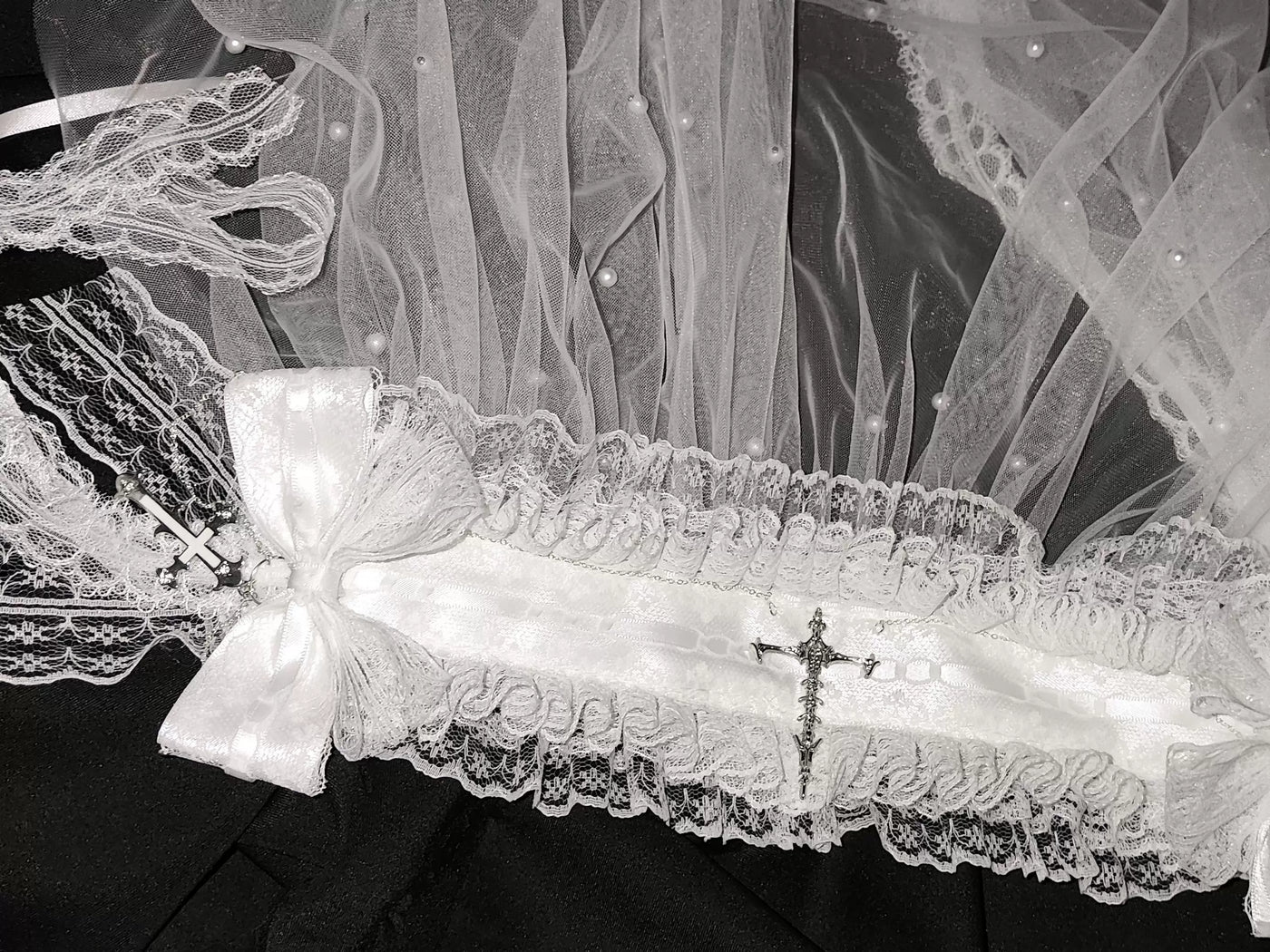Dokisuru - Dark Cross - Headband, Hair Clip and Veil Selection with Layered Lace