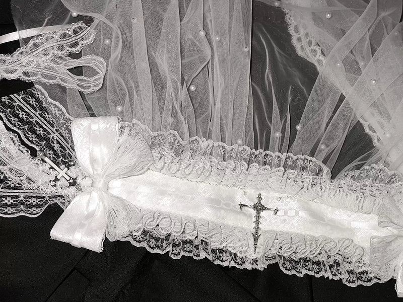 Dokisuru - Dark Cross - Headband, Hair Clip and Veil Selection with Layered Lace