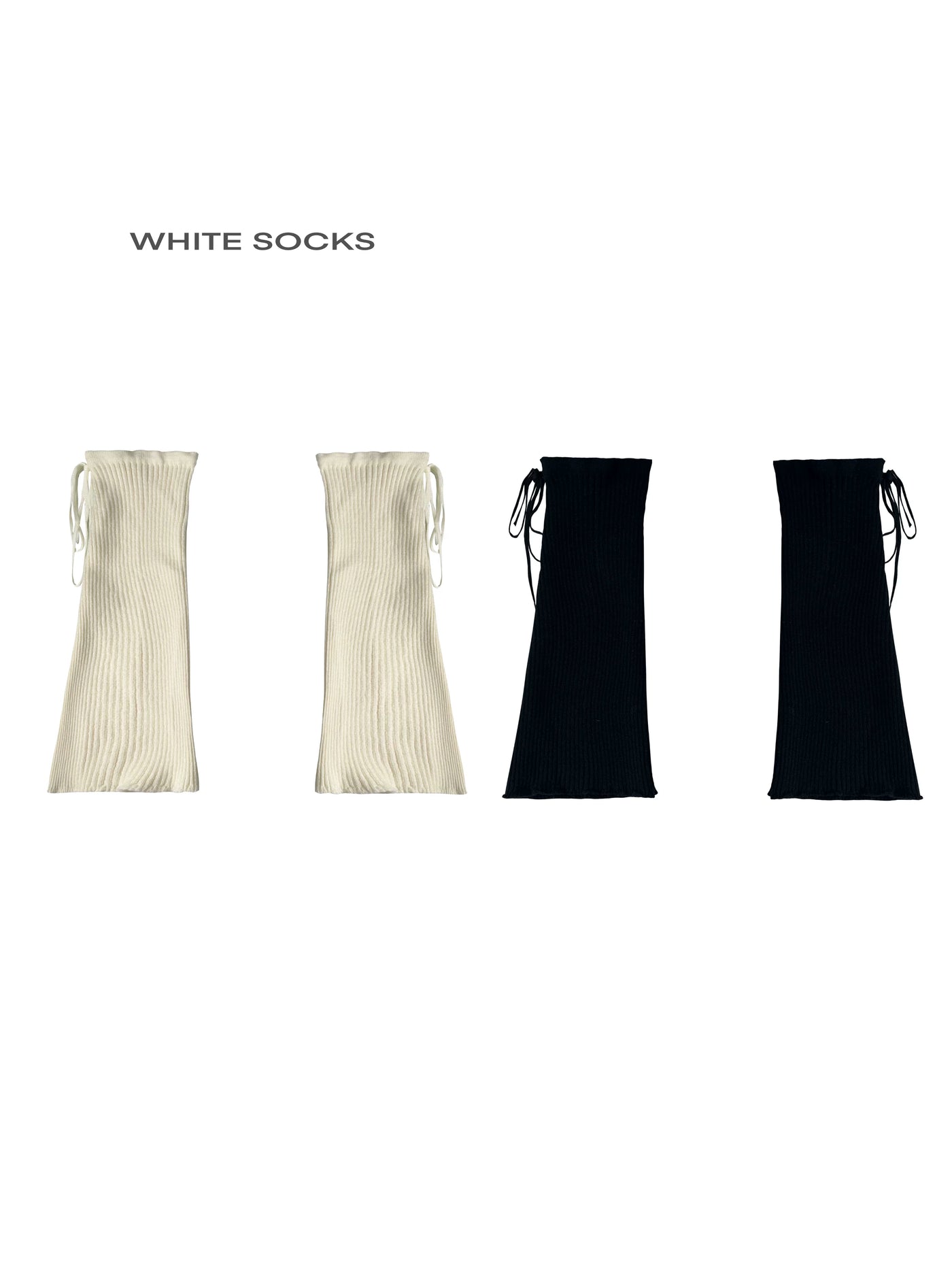 White Socks - Ribbed Contrast Covers - Sock Covers with long tie details