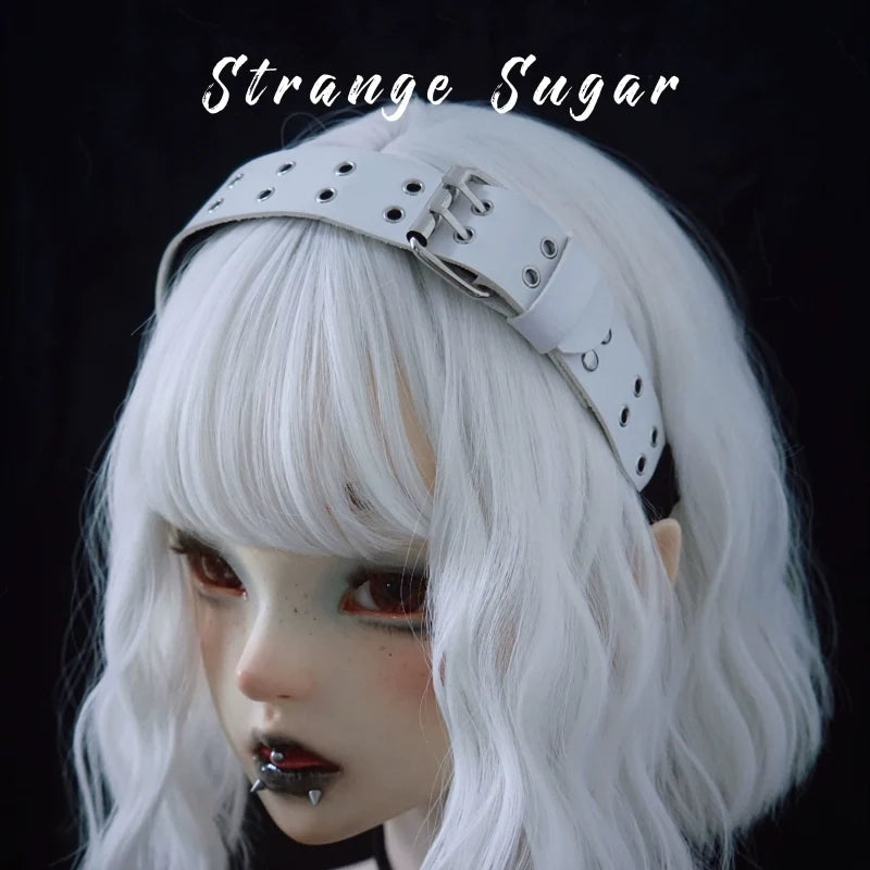 Strange Sugar - Gothic Lolita KC Faux Leather Punk - Lolita Hair Accessories Headwear