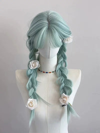Kunkun Fish - Mint Milk Green - long straight wig - Mint milk green + wig net