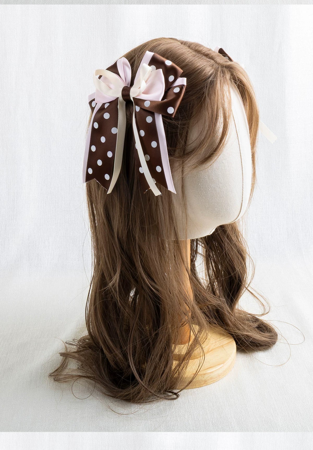 Lightbound Narrative - Chocolate Polka Dot - Headwear Options with Layered Lace and Ribbon Bows