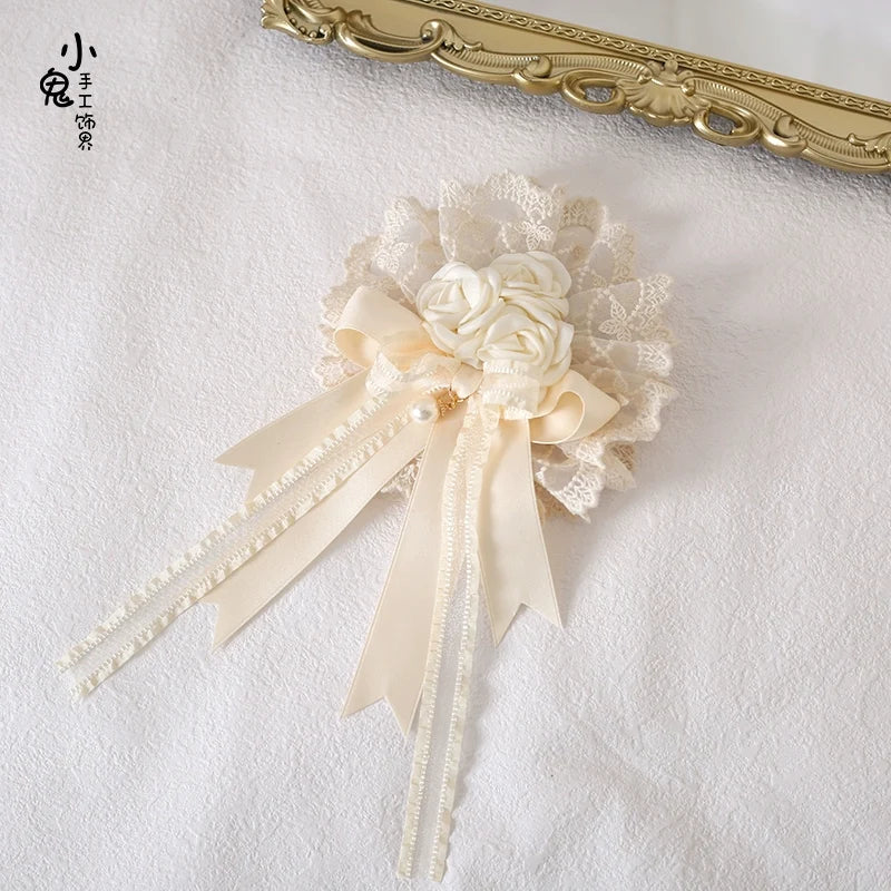 Xiaogui - Lace Lolita Headdress Set With - Bow/Ruffle Details Headwear