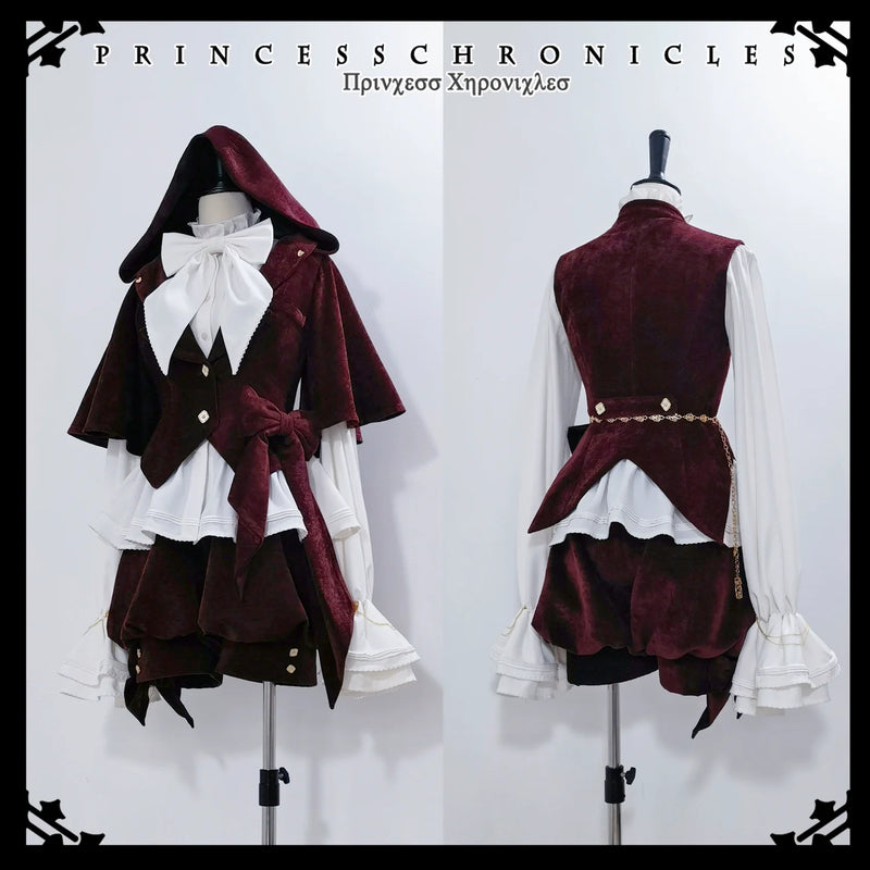 Princess Chronicles - Hunting Rabbit - Vintage Red Ouji Suit With Bunny Ear Hooded Jacket