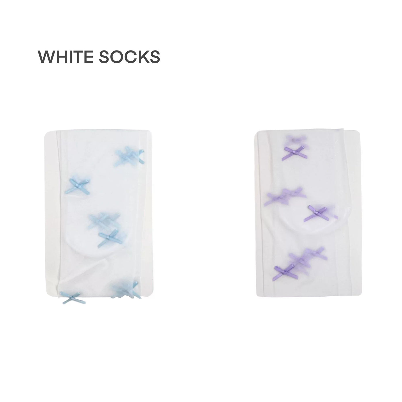 White Socks - Ballet Bow - Blue, White and Pastel Bow Tights with Lace Frills