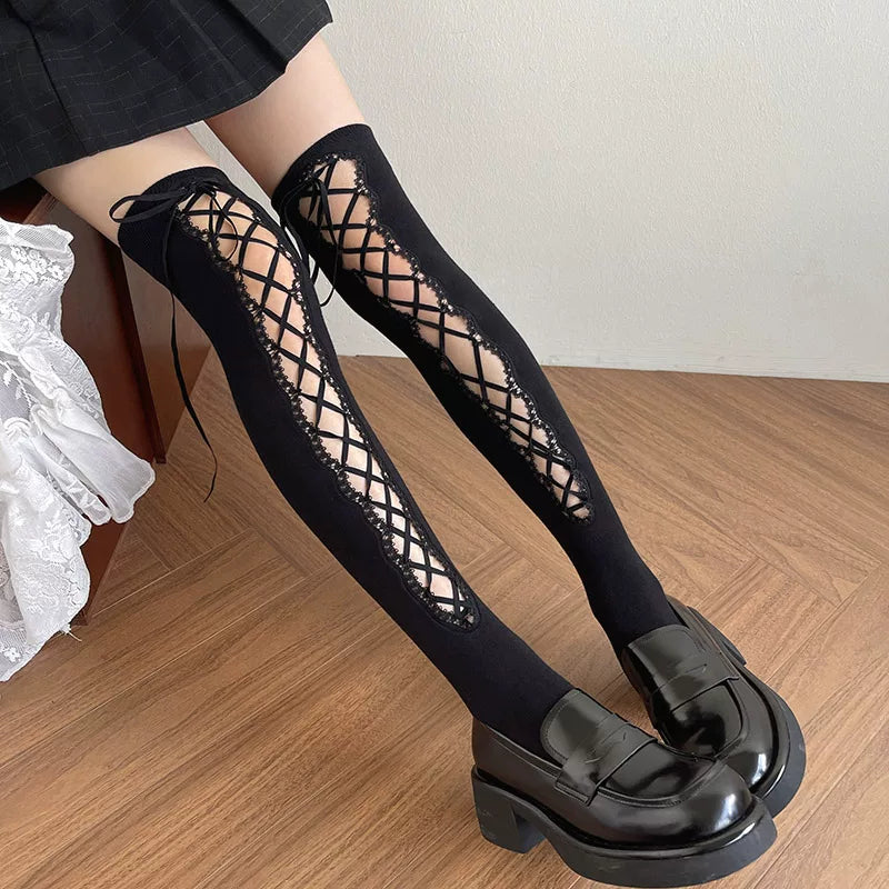 Sock Noble - Lattice Ribbon - Open-Lattice Socks with Ribbon Ties