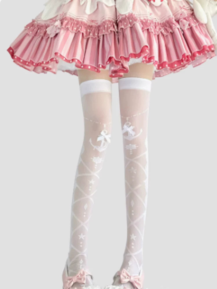 Fantasy Doll - Star Bow - Over-the-knee socks with star motifs and bows