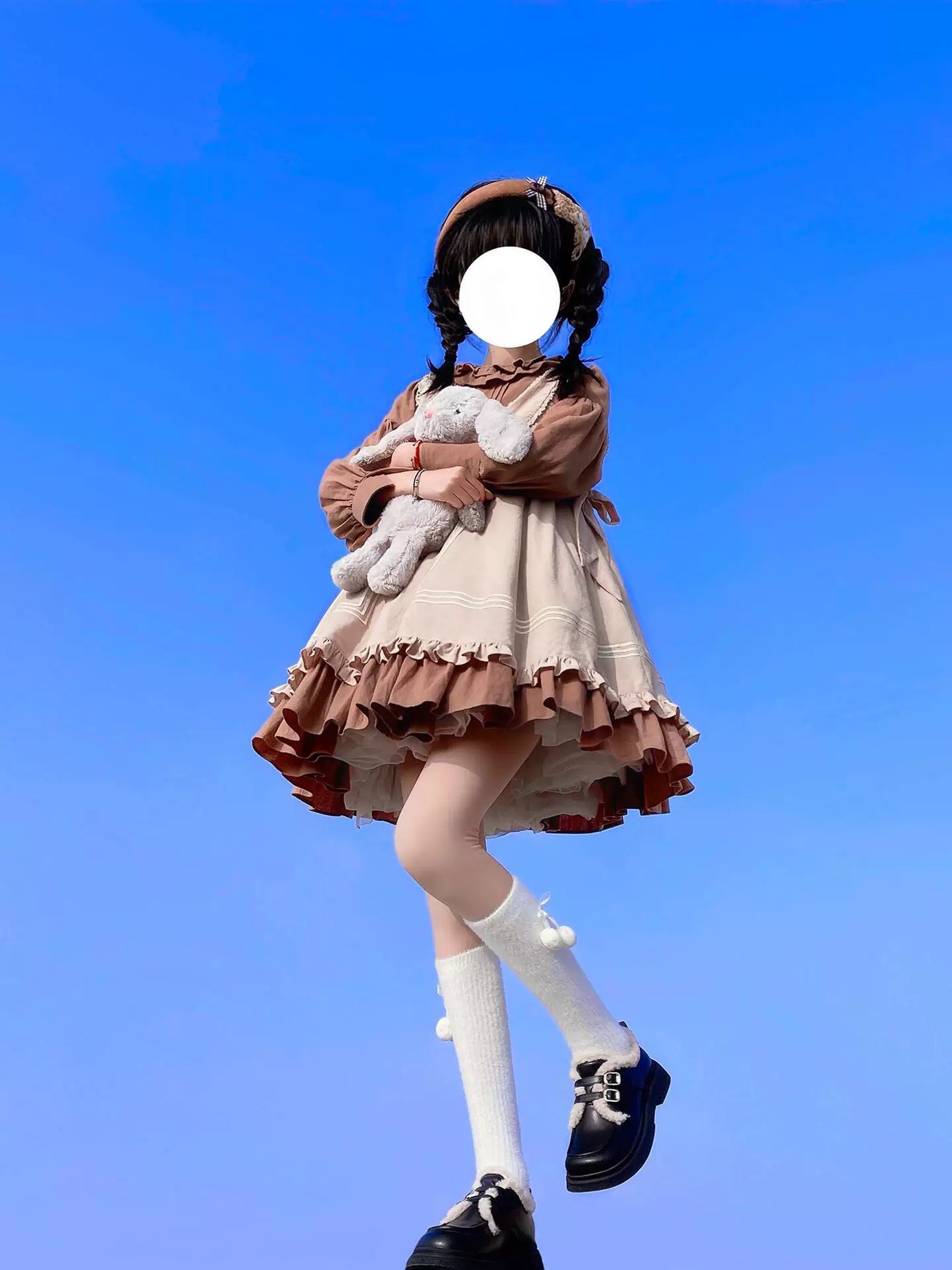 Creamy - Coffee Bear - Coffee-Brown Lolita Dress Set with Ruffled Collar
