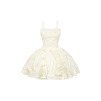 With PUJI - Moonlight Variations - Lolita JSK Dress, Ruffle Trim & Boned Bodice Detail - Waist corset short JSK In stock / S