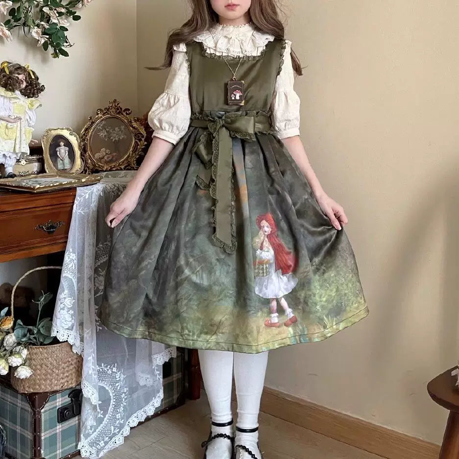 Sweetheart Dream Machine - Vintage Girlish - Blouse & Top with a Lace-Trimmed Stand Collar